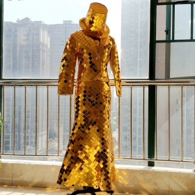 Golden mirror mermaid dance dress for performance